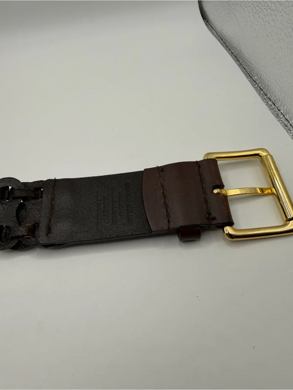 Antonio Melani ladies genuine leather braided boho belt size medium gold buckle